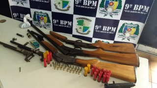 Armas apreendidas na primeira ocorrência em Araguatins