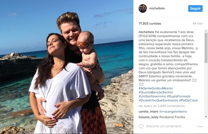 Michel Teló e Thais Fersoza esperam segundo filho