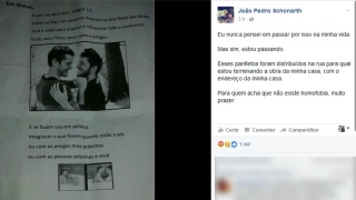 Casal gay de Curitiba é alvo de panfleto homofóbico; polícia investiga o caso