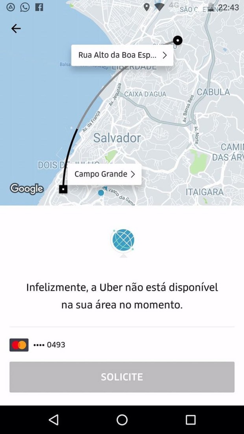 Motoristas de Uber estariam desligando o aplicativo para evitar bairros periféricos 