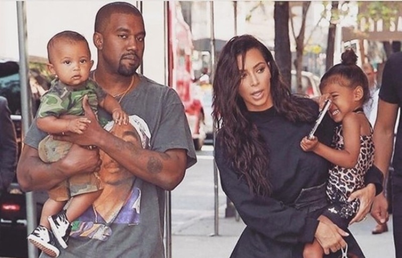 Kanye West, Kim Kardashiam e os filhos