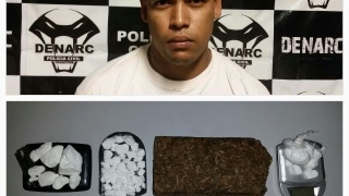 Na casa do preso foram encontradas diversas porções de drogas 