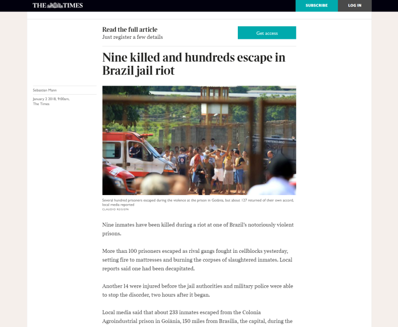 Imprensa nacional e internacional repercute massacre no Complexo Prisional em Goiás