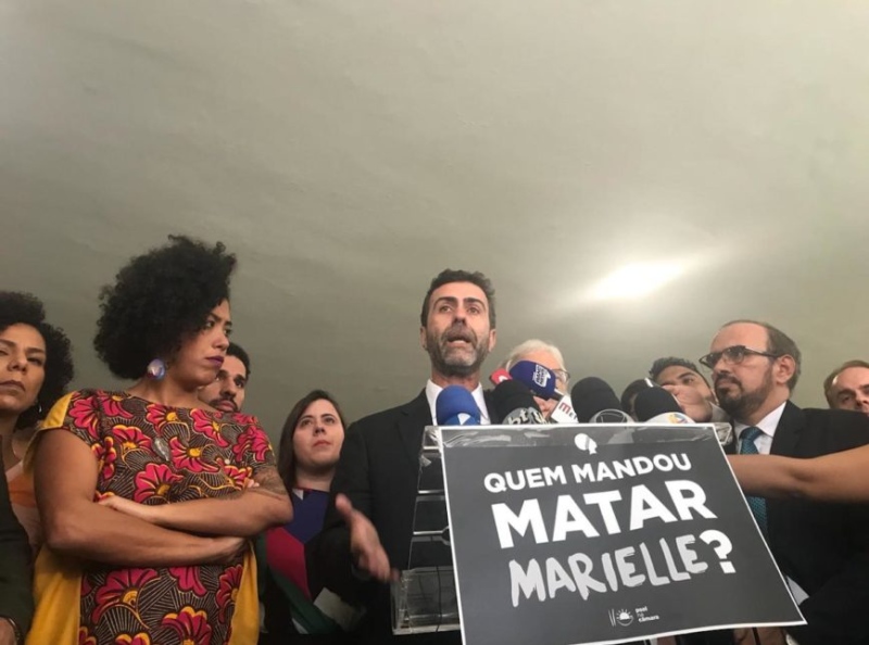 O deputado Marcelo Freixo (Psol-RJ) em pronunciamento da bancada do Psol na Câmara