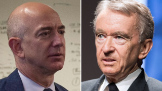 O CEO da Amazon, Jeff Bezos, e o dono da LVMH, Bernard Arnault, lideram a lista