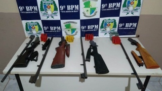 Armas apreendidas pela PM na ação 