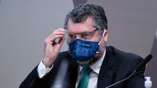 Ernesto Araújo em depoimento na CPI da Covid, no Senado