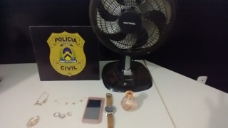 Objetos recuperados pela Polícia Civil
