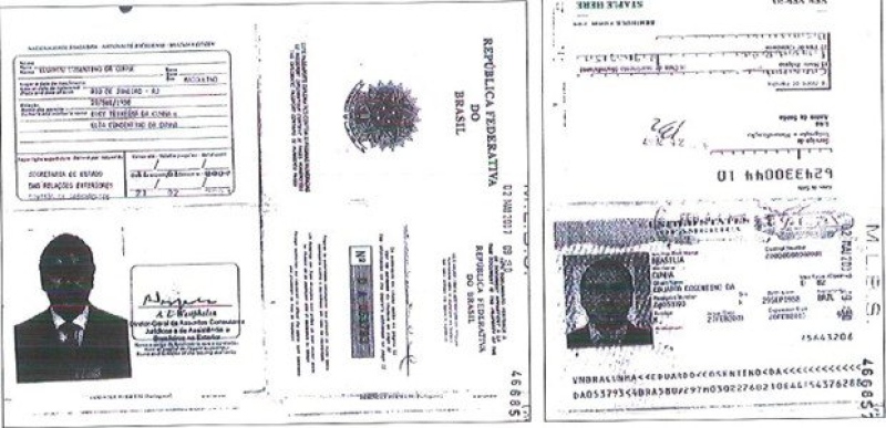 Cópias do passaporte e do visto dos Estados Unidos de Eduardo Cunha
